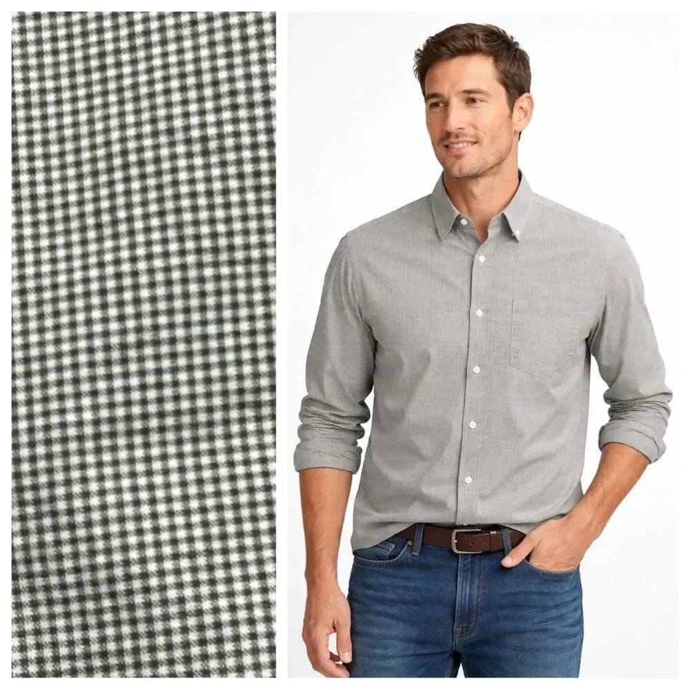 Banana Republic Black White Micro Gingham Check Button Down Large